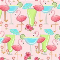 Let's Flamingle- Flamingos and Cocktails- Pink